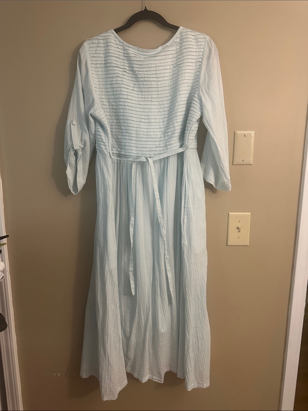 April Cornell Light Blue Scoop-Neck Maxi Dress with Pintuck Bodice - Picture 2 of 6